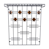 Black wire steel & wooden wall coat rack with hat shelf 1960's