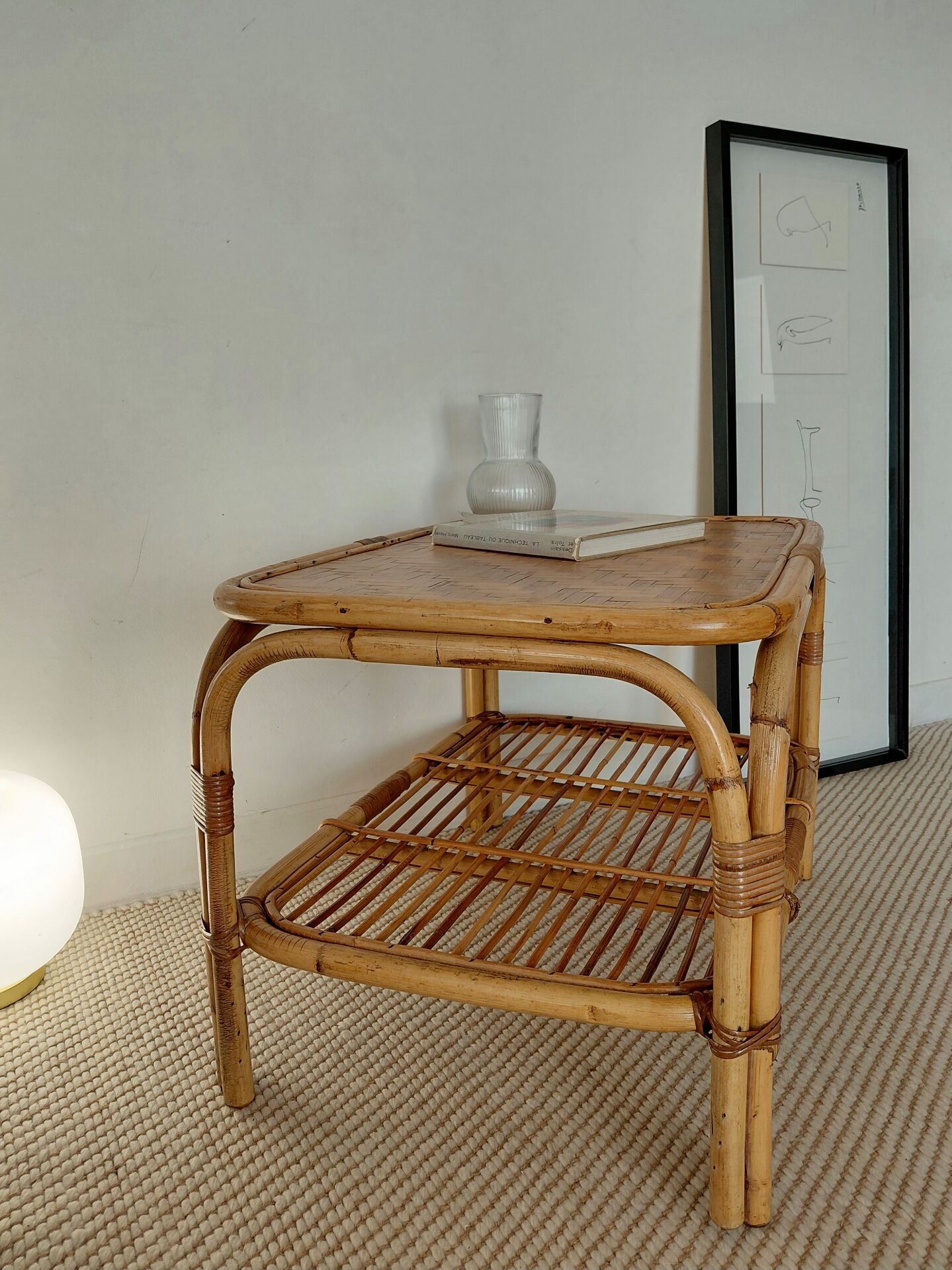 Vintage rattan coffee table from the 70s - organic lines, Riviera spirit.