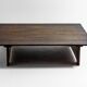 Large rustic brutalist coffee table in patinated wood, 1980s