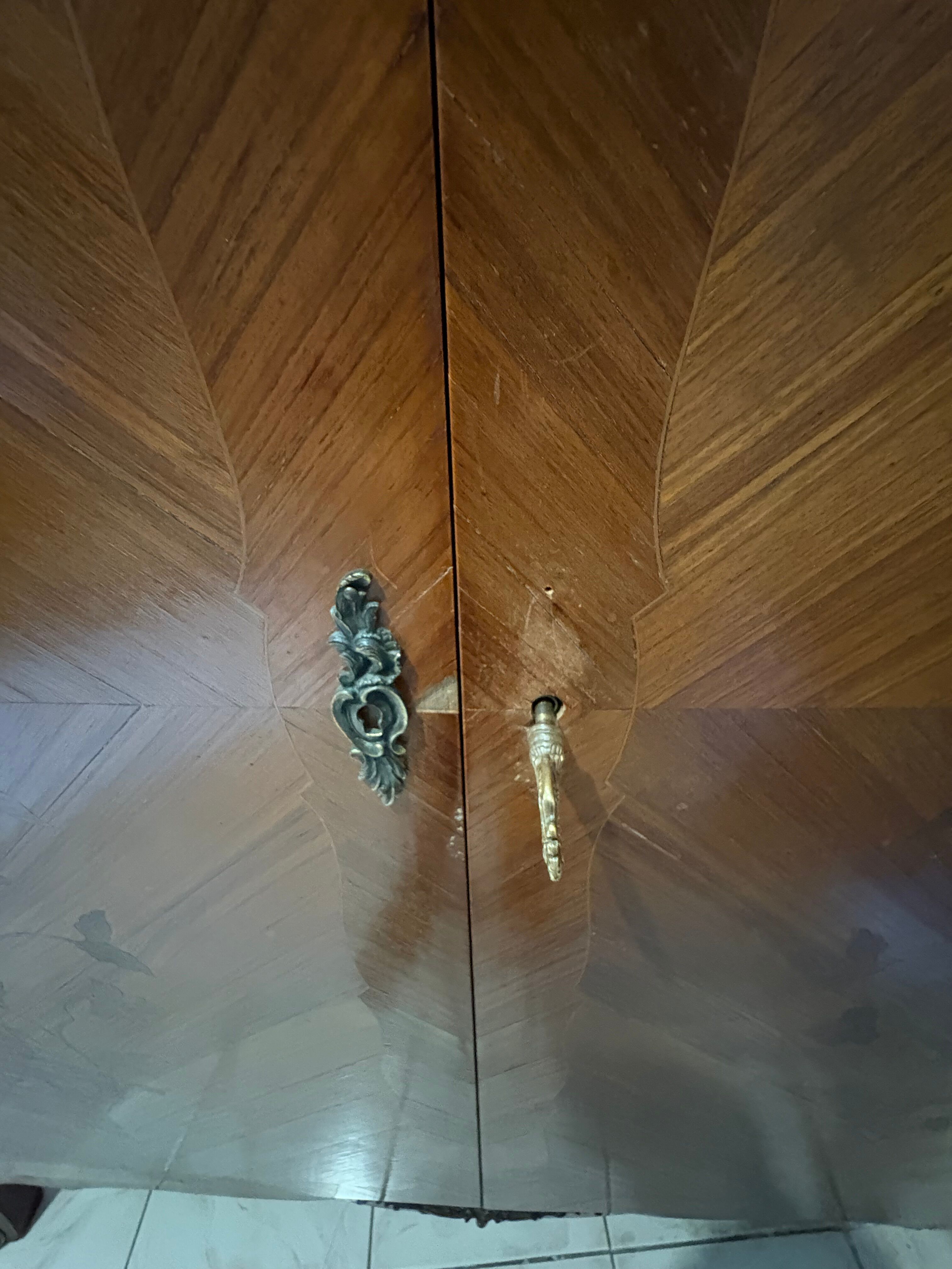Louis XV style support table/pant drawer in marquetry