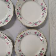 Lot of 10 plates a dessert Sarreguemines digoin Flowers pink lined golden
