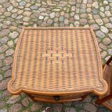 Set of 2 vintage rattan bedside tables