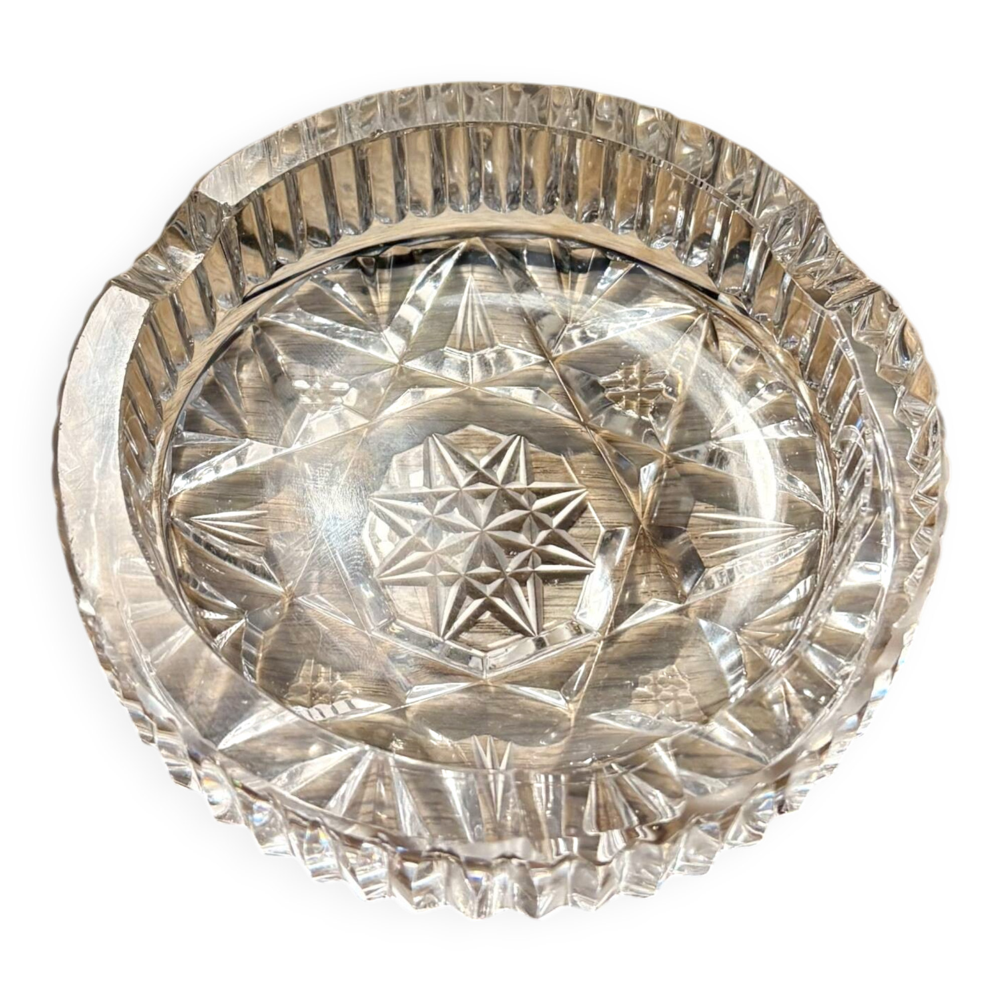 Cut crystal ashtray – in the style of Bohemian crystal
