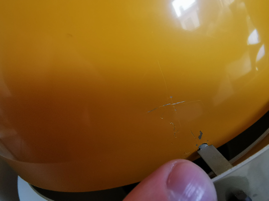 EXTREMELY rare LYFA Space Age lamps in thin lacquered metal with brass colored "ring" around.