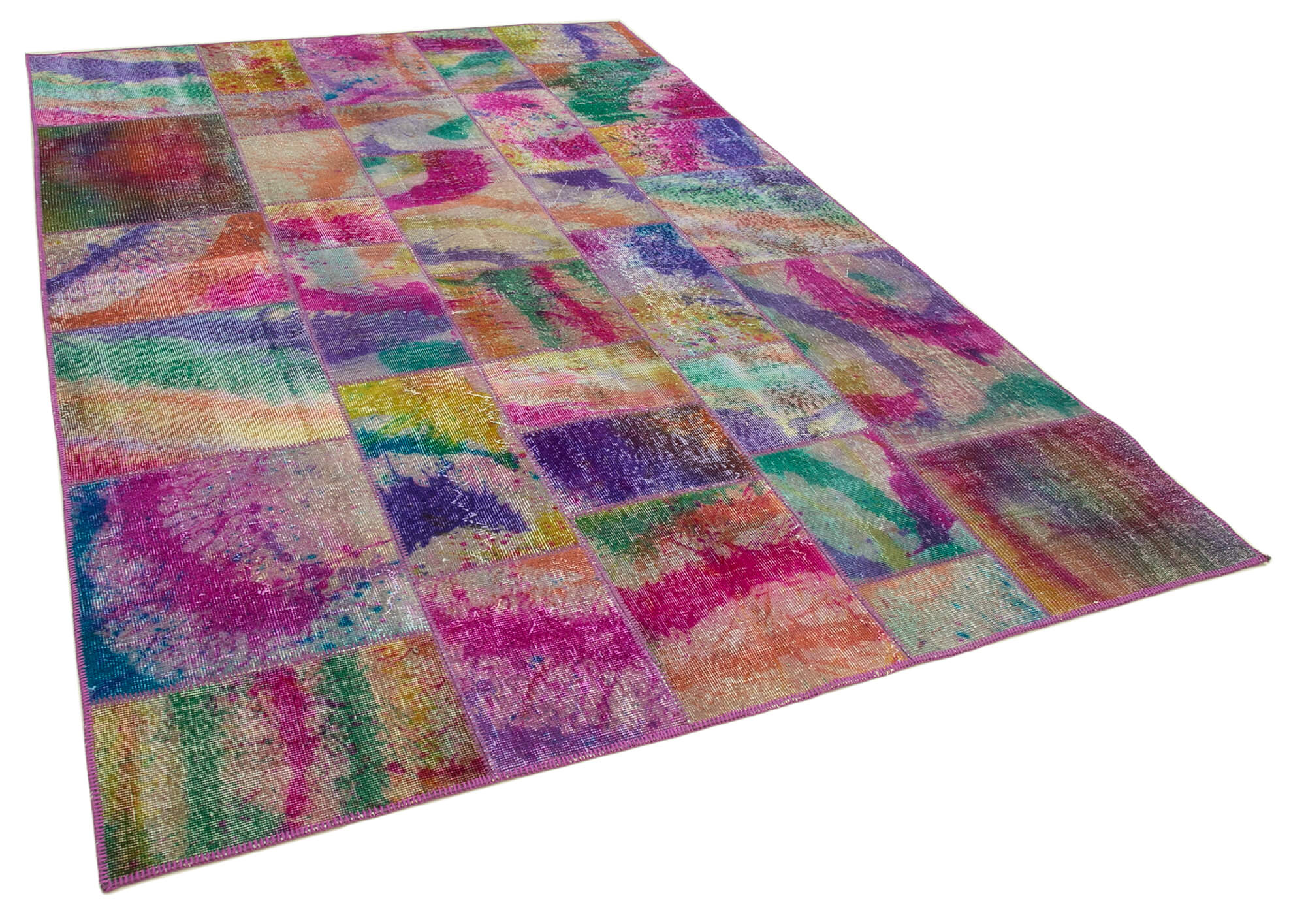 Handmade Turkish Overdyed 200 cm x 300 cm Multicolor Patchwork Carpet