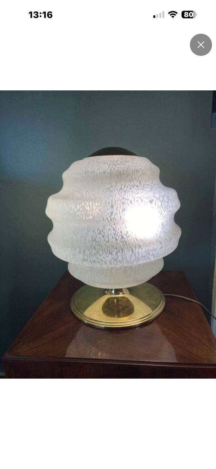 Vintage table lamp from Verrerie de Clichy, speckled glass and brass, years.