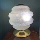 Vintage table lamp from Verrerie de Clichy, speckled glass and brass, years.