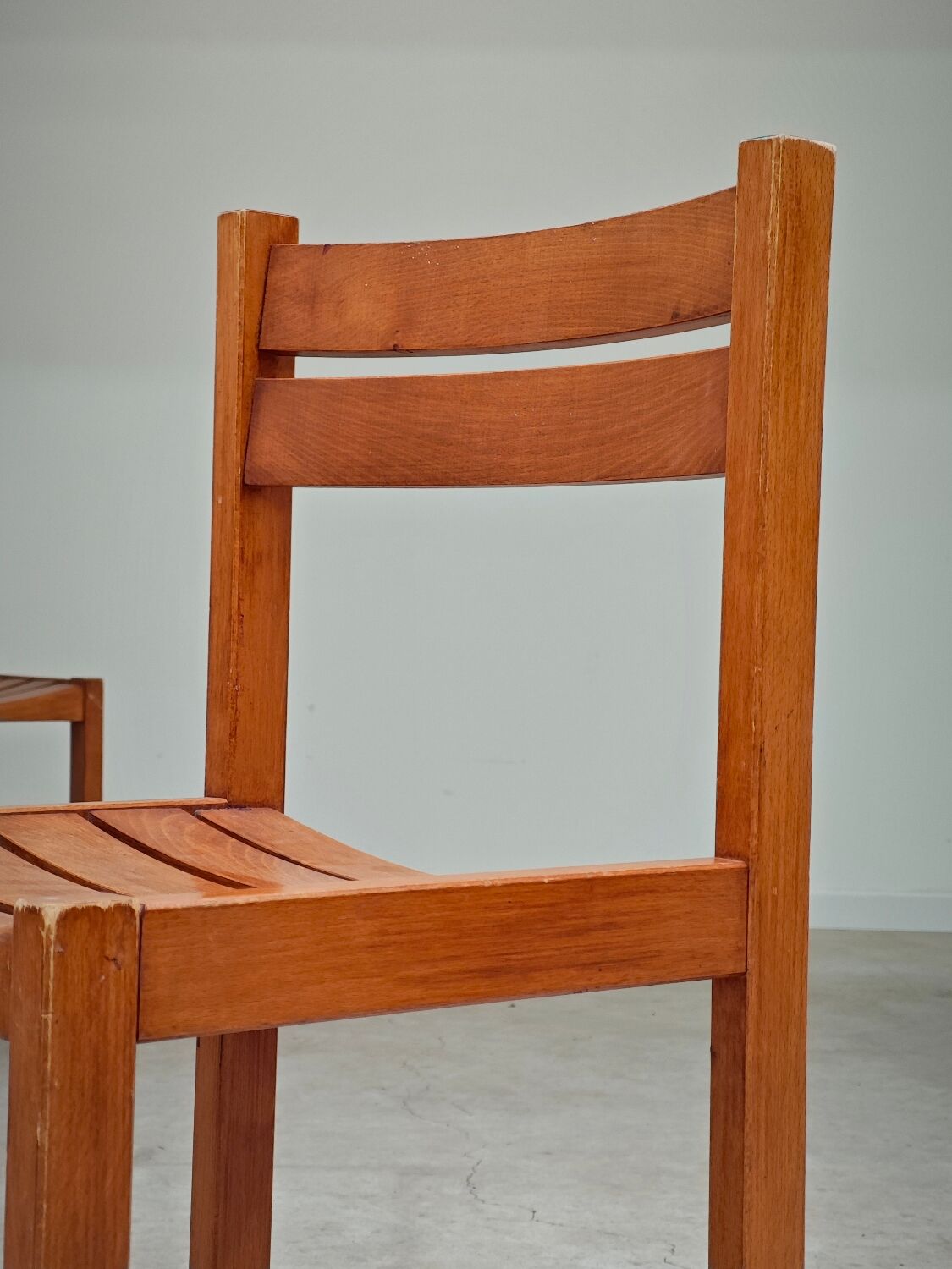 Set of 4 wooden chairs by André Sornay