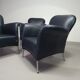 3 x rare armchair / model Turn / black leather / Bert Plantagie in mint condition.