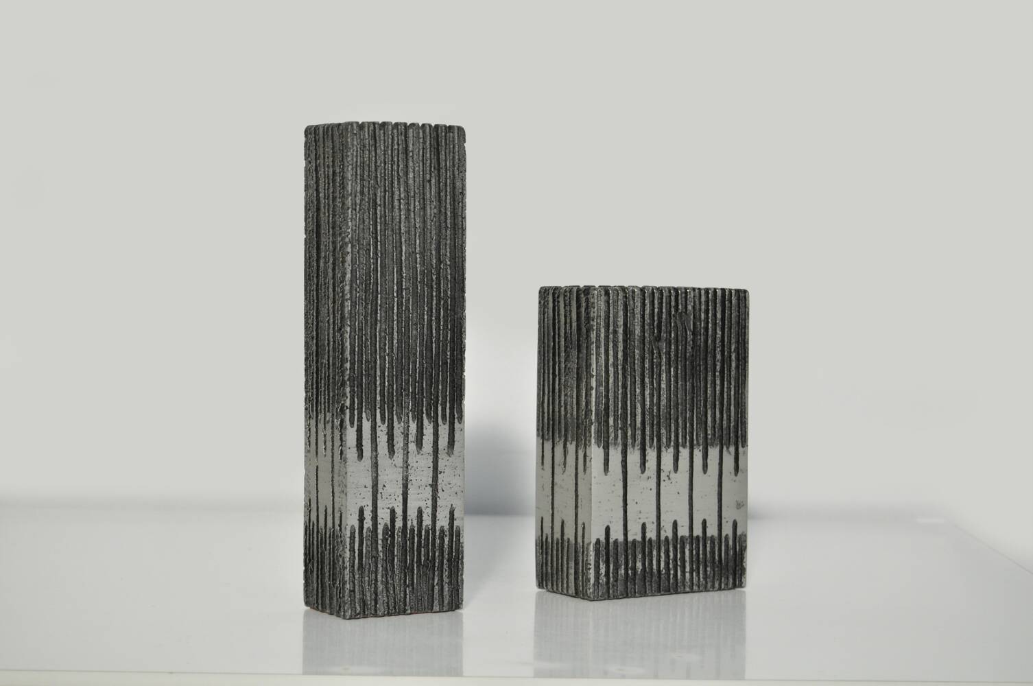 Cast aluminum brutalist vases designed by artist Willy Ceysens, Belgium 1960s