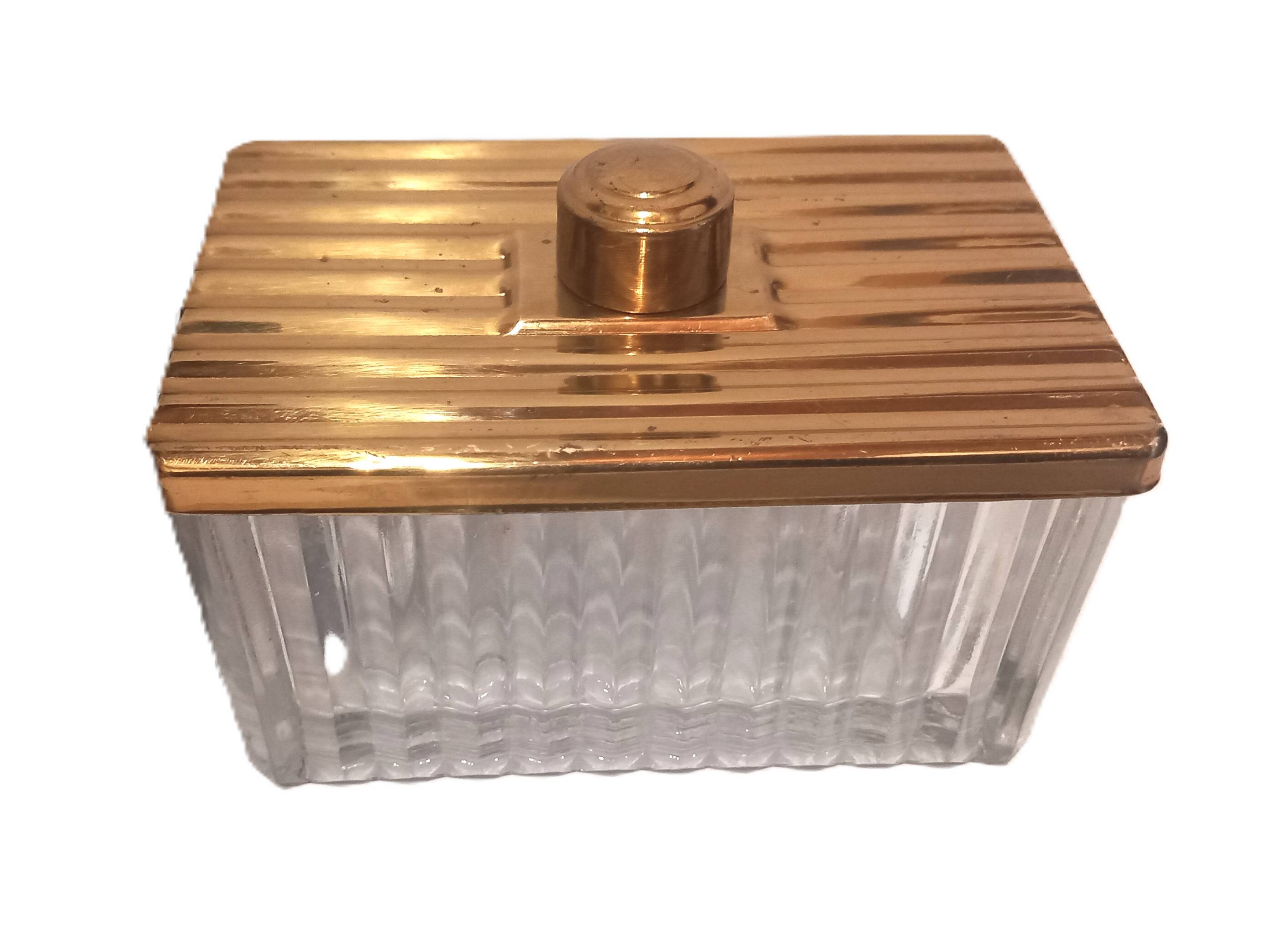 Art Deco Cake Box / Jewelry Box / Candy Box in Glass and Metal