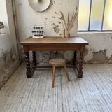 Paneled walnut desk with turned legs, 1900