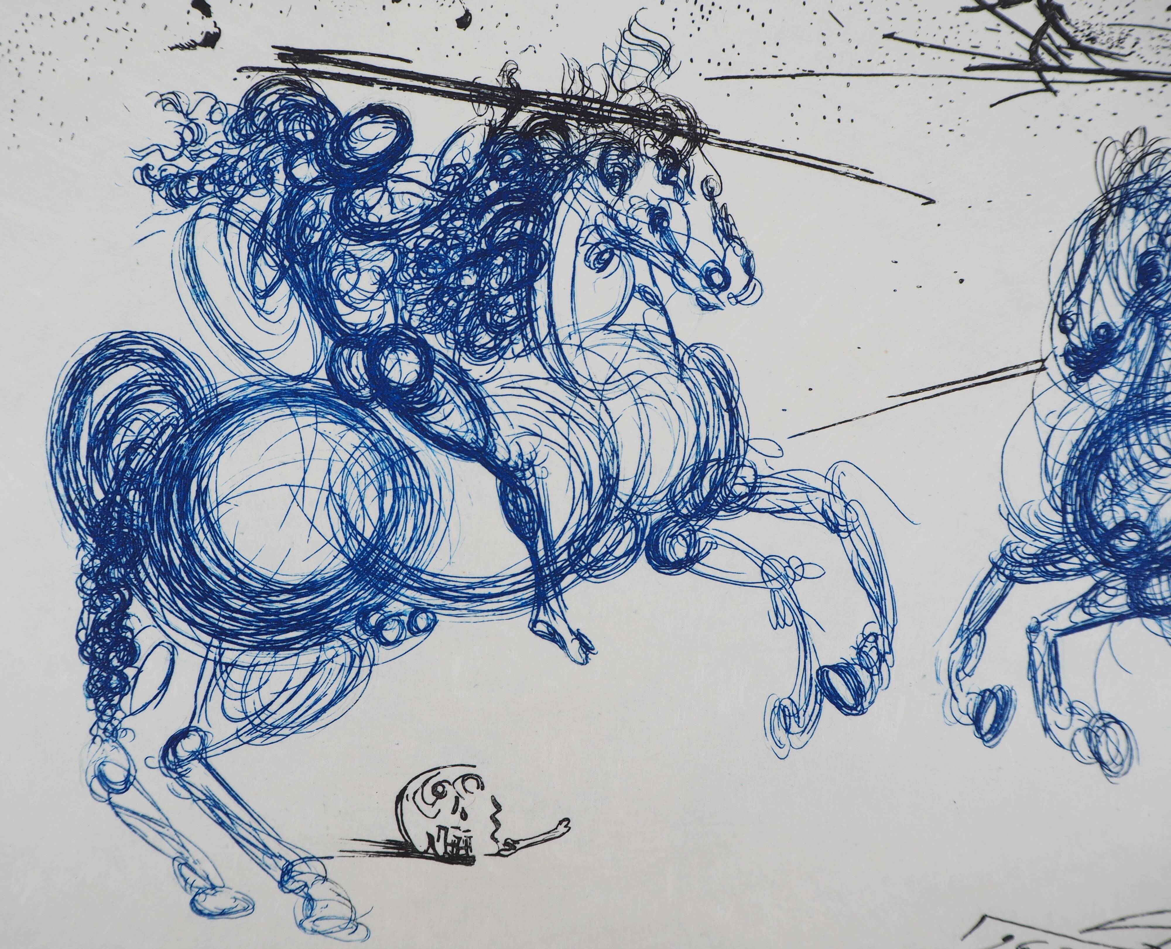 Salvador Dali: The Blue Riders, original signed etching