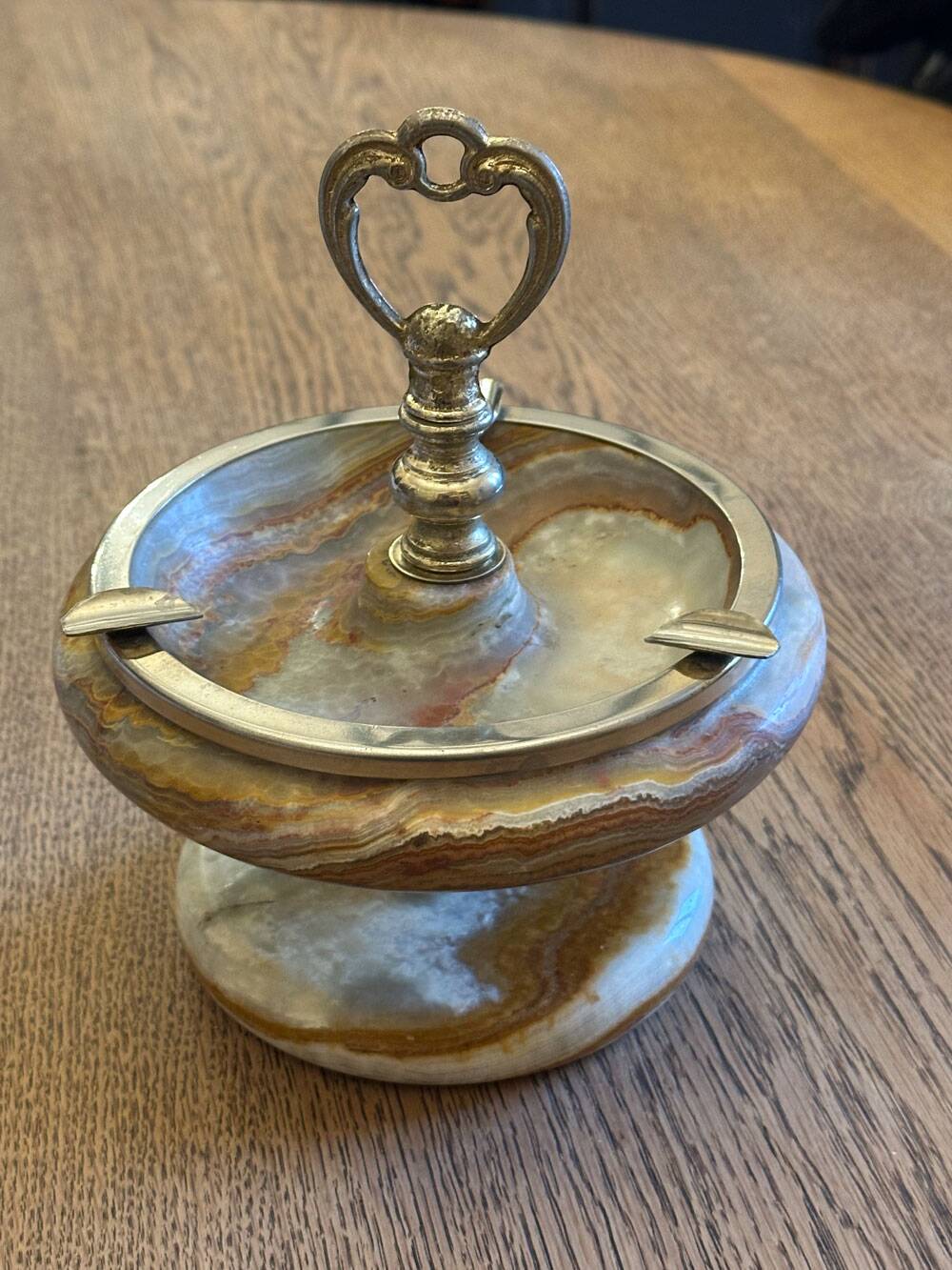 Brass and Onyx Ashtray