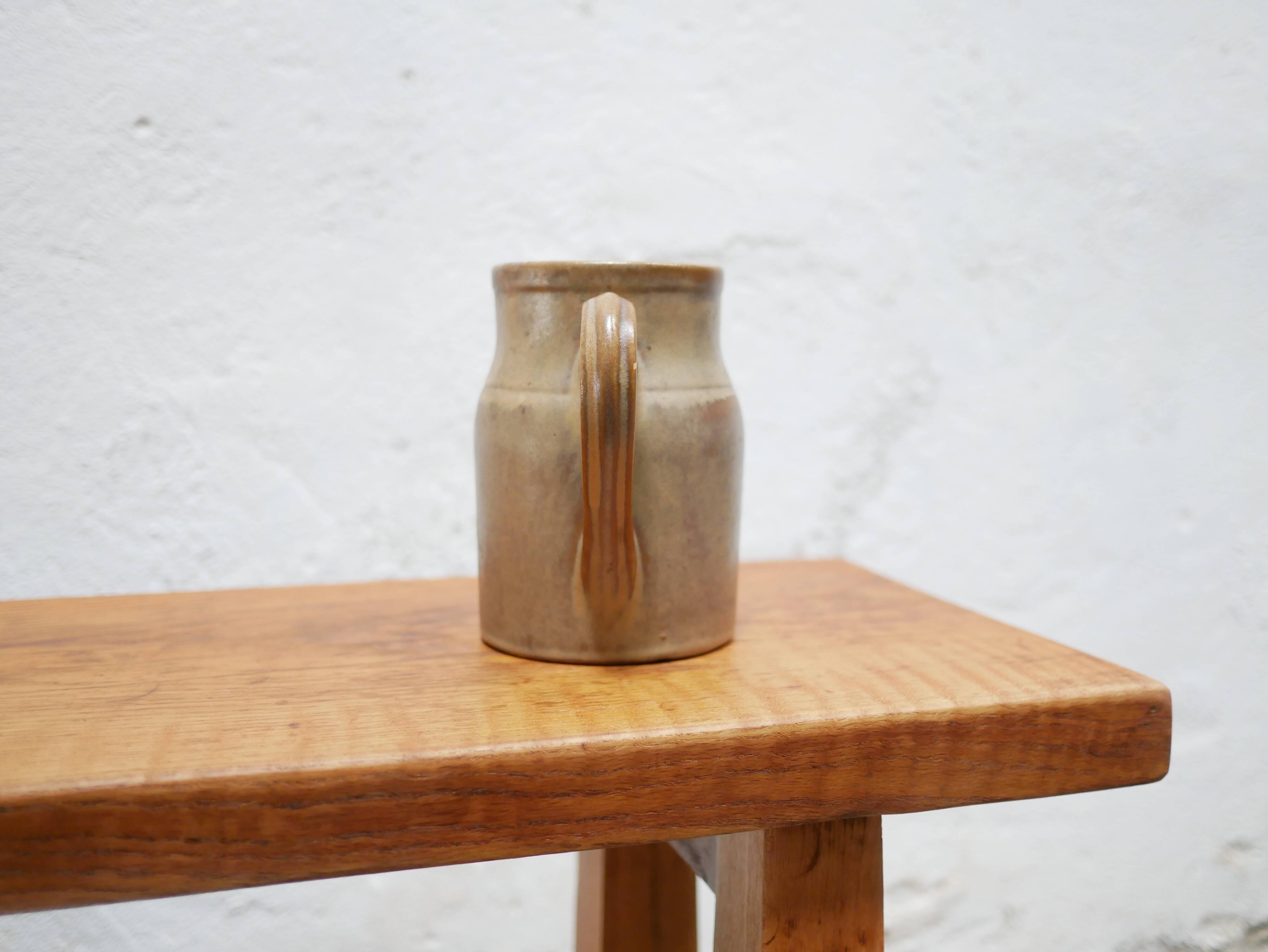 Vintage stoneware pitcher by the Digoin factory, France