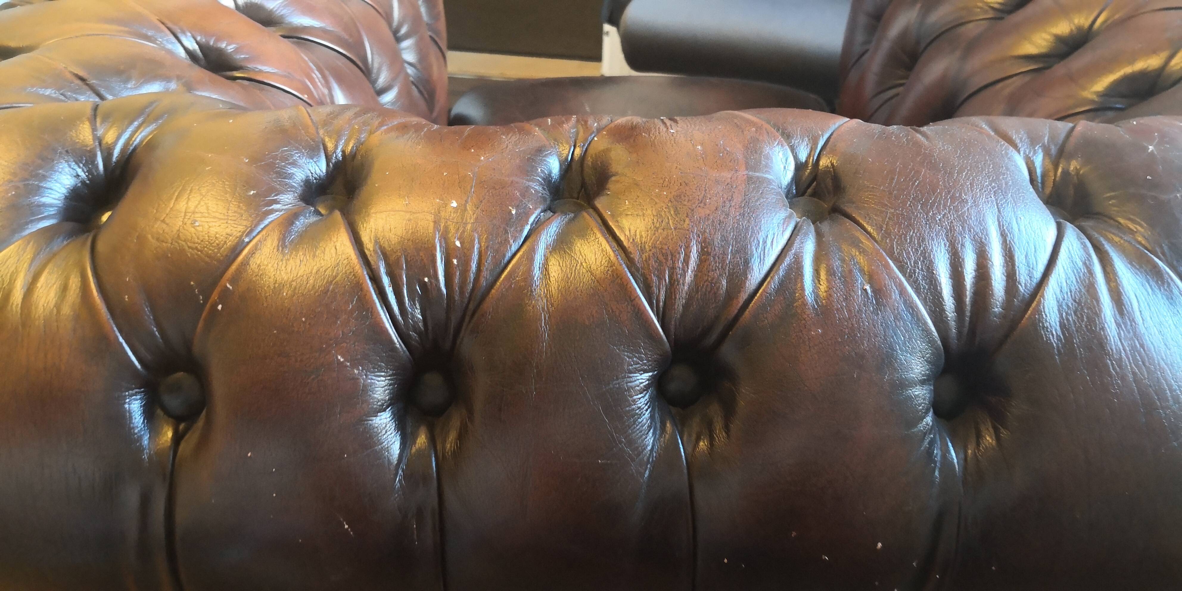 Vintage Brown Leather Chesterfield Tufted Armchair