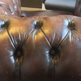 Vintage Brown Leather Chesterfield Tufted Armchair