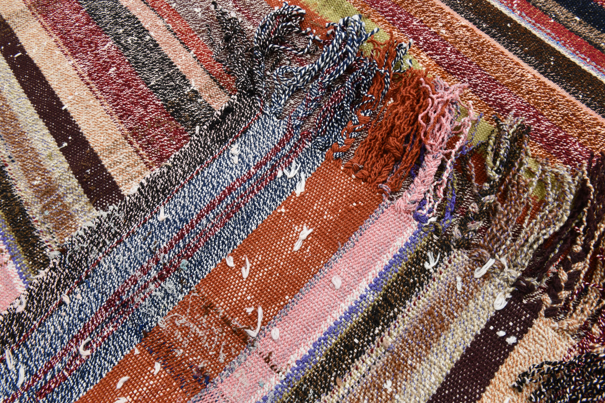 Kilim multicolore rayé moderne 6x7, 203x230Cm