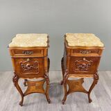 Pair of Louis XV Bedside Tables, Yellow Marble, 19th Century