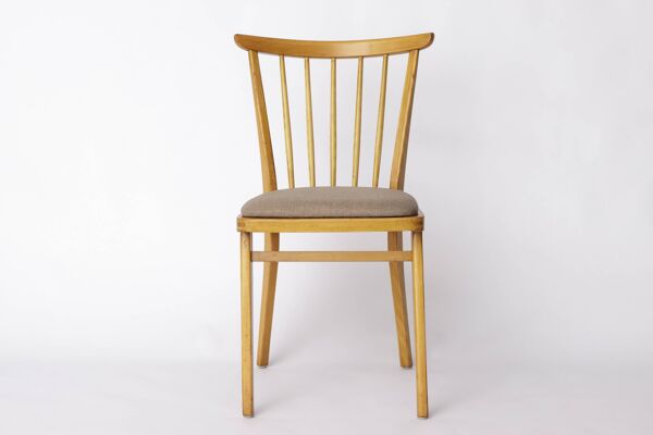 Chaise de cuisine vintage en hêtre – Design allemand des années 1960, revêtement gris