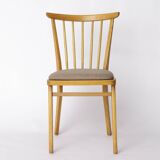 Vintage Beech Wood Kitchen Chair – 1960s German Design, Grey Upholstery