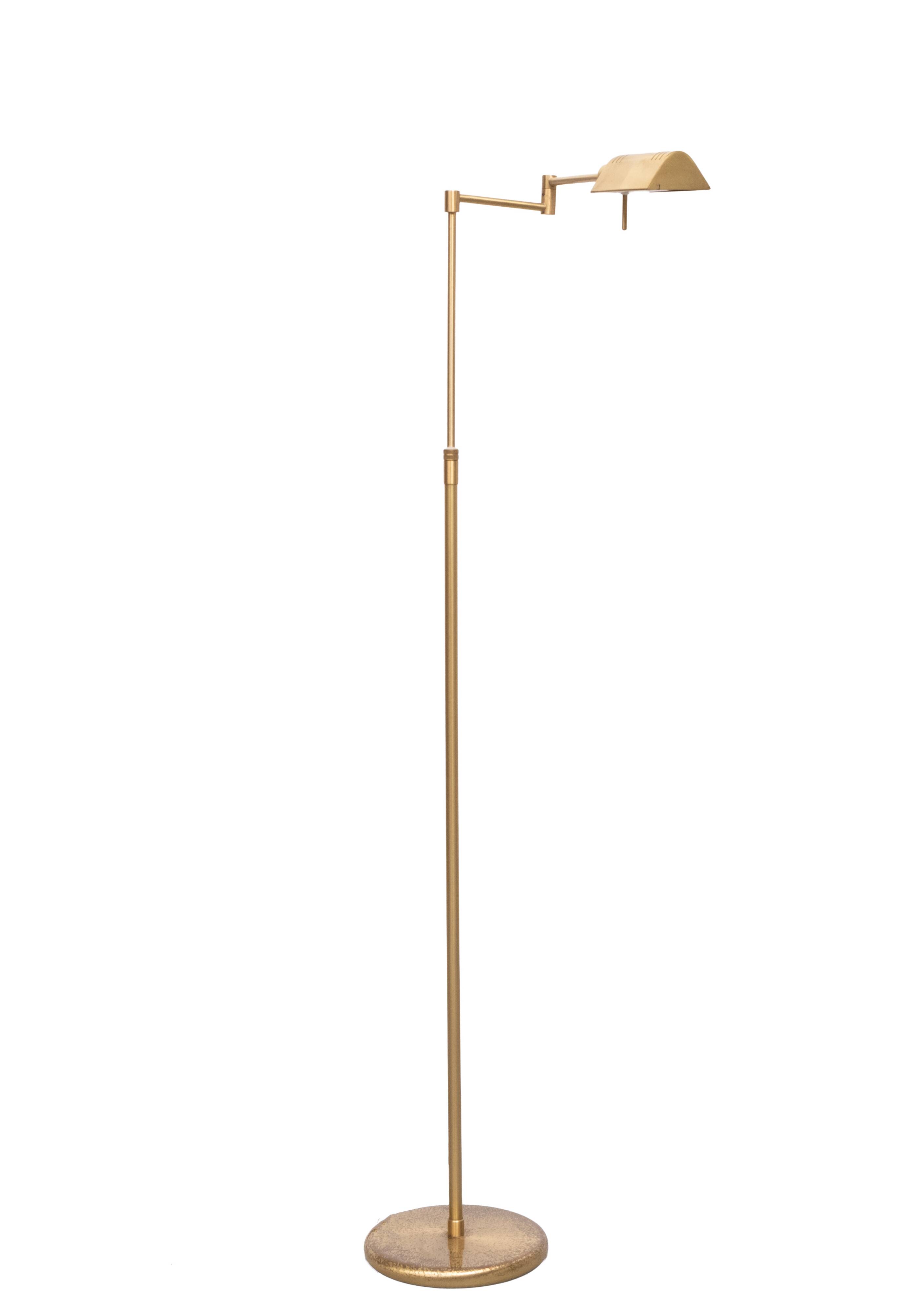 Brass Swing Arm Library floor lamp Holtkoetter Germany 1980s