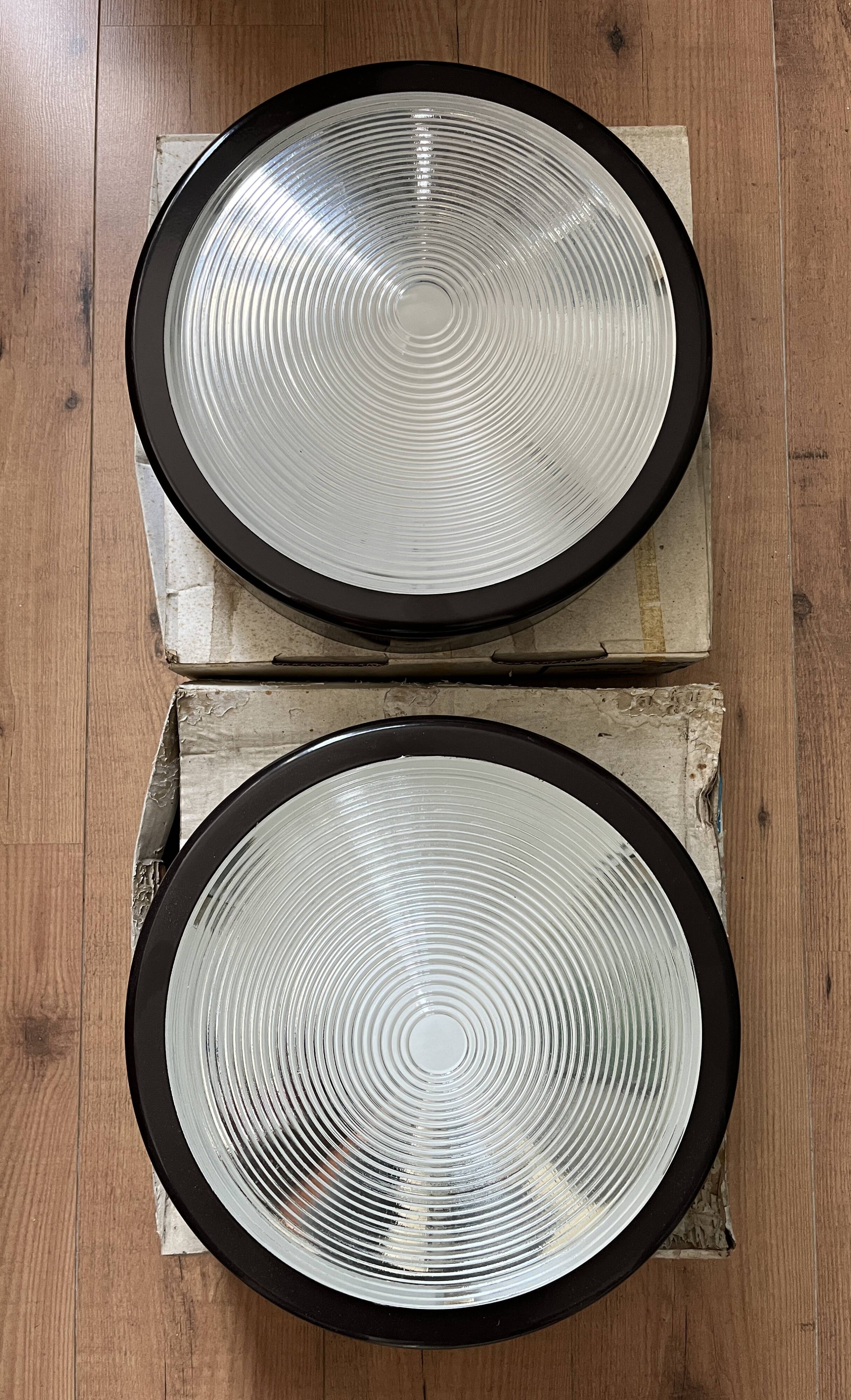 Pair of large Holophane Thorn Europhane vintage wall lights (1990)