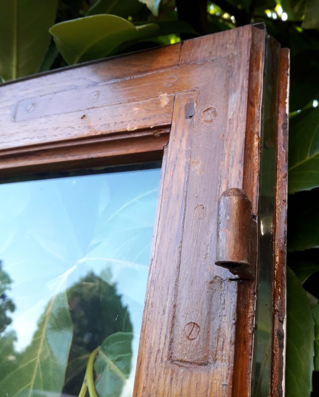 Glass window h141xl263 in oak 4 leaves