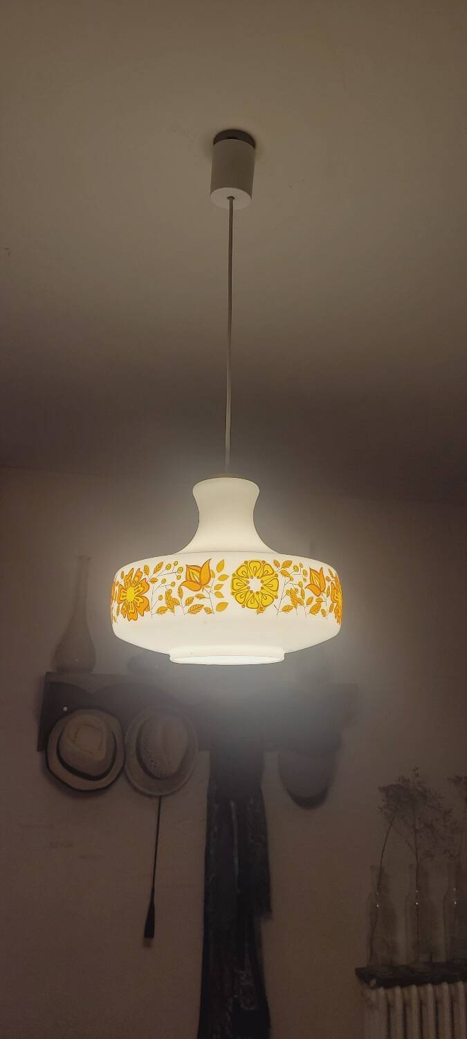 70's opaline pendant light