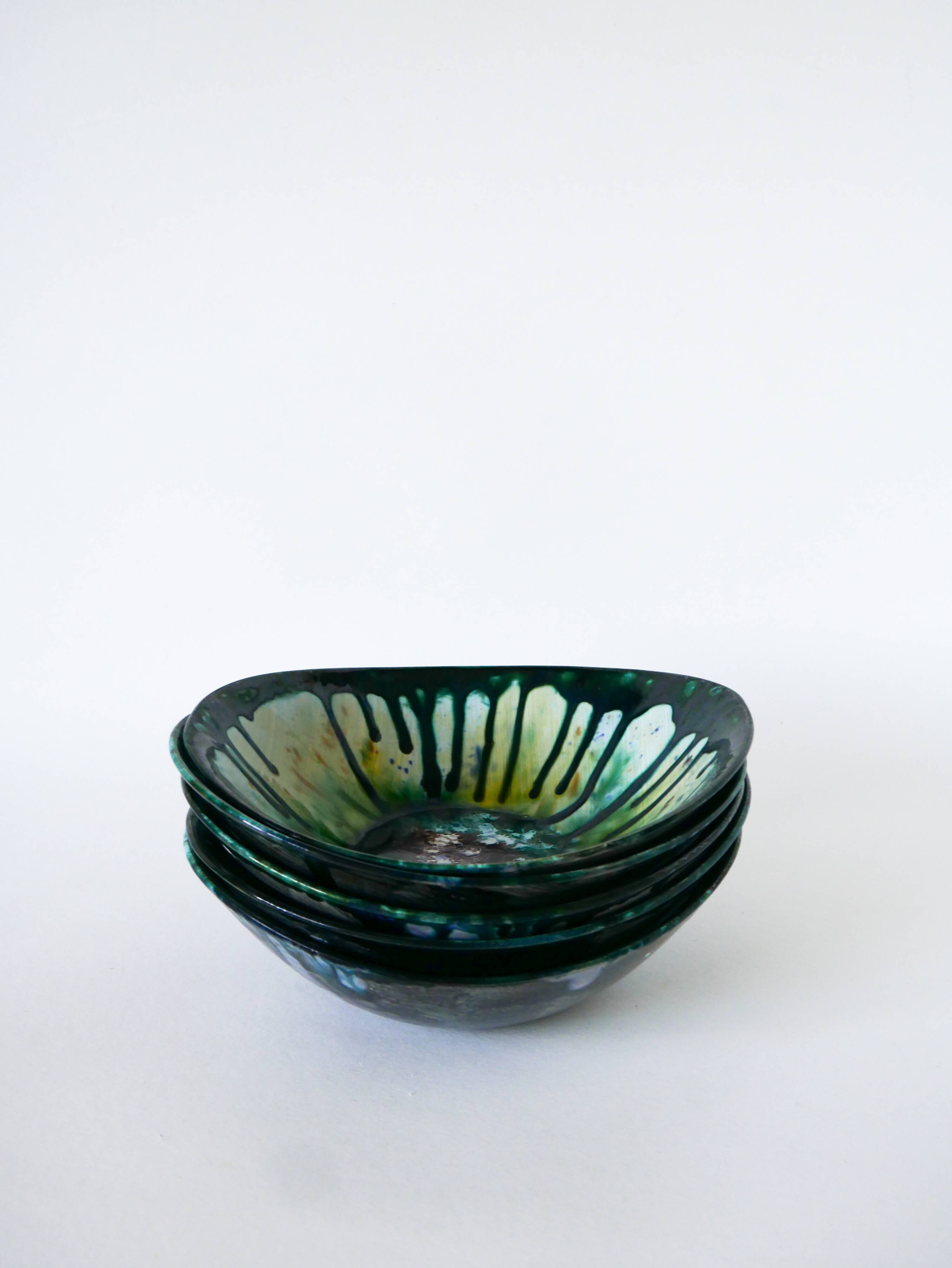 Set of 5 oval deep plates in ceramic from Morvan, 1970.