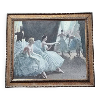 Gravure ancienne - Danseurs de ballet par Laura Knight