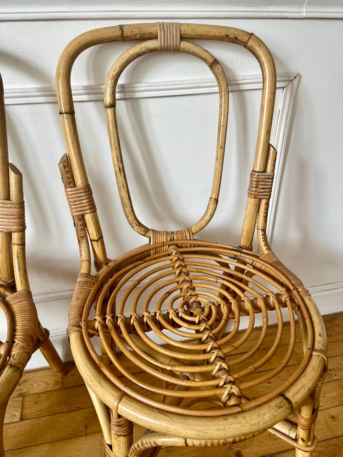 Pair of vintage rattan chairs