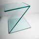 Z-shaped tempered glass side table