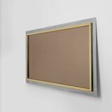 Large Mid-Century Belgo Chrome Mirror in Metal and Fumé Glass, Belgium 1980