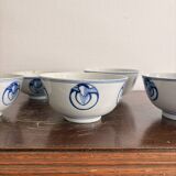 Lot of Blue White Porcelain Rice Tea from China with Cobalt Blue Imperial Dragons