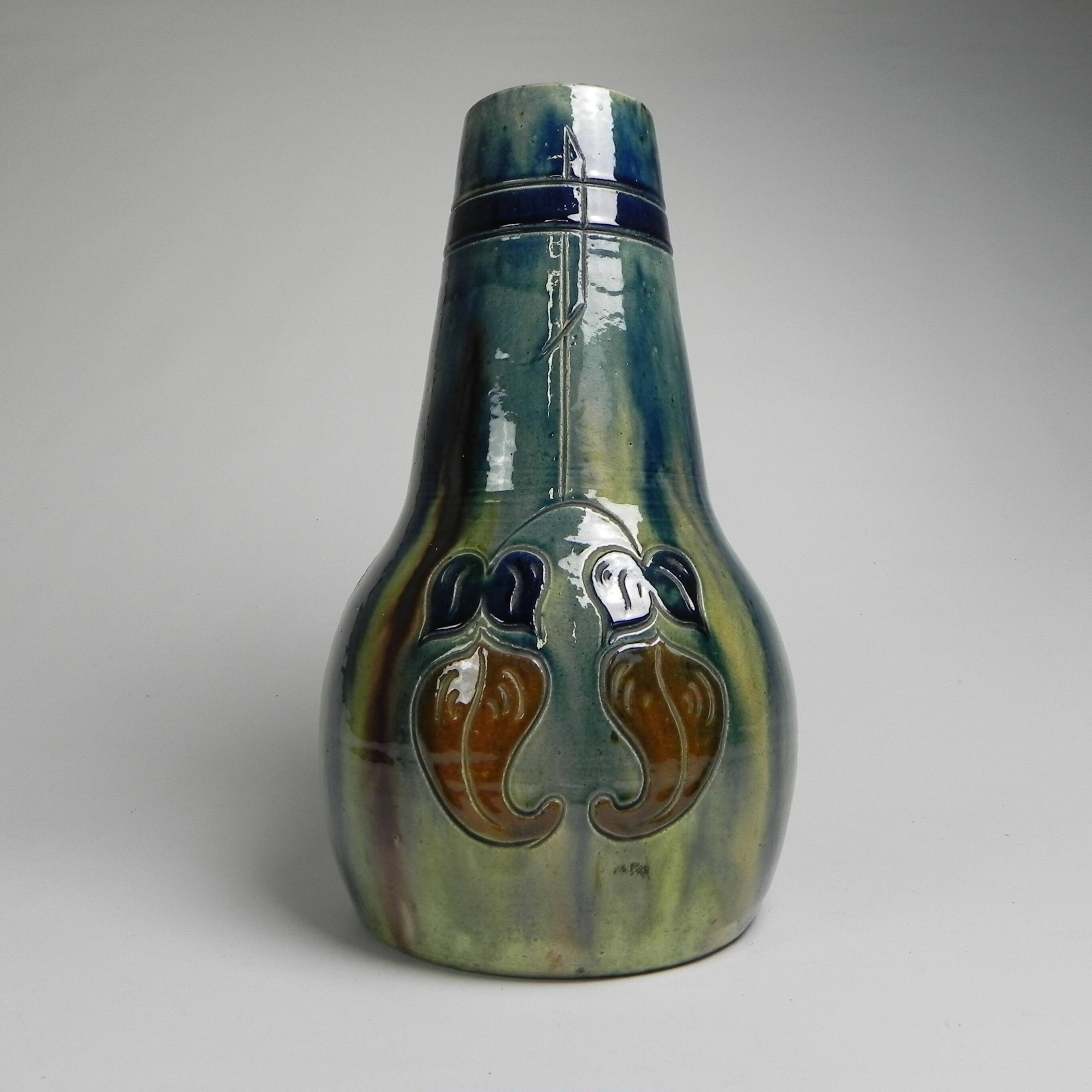 Art Deco Flemish vase with floral motifs, 1920s