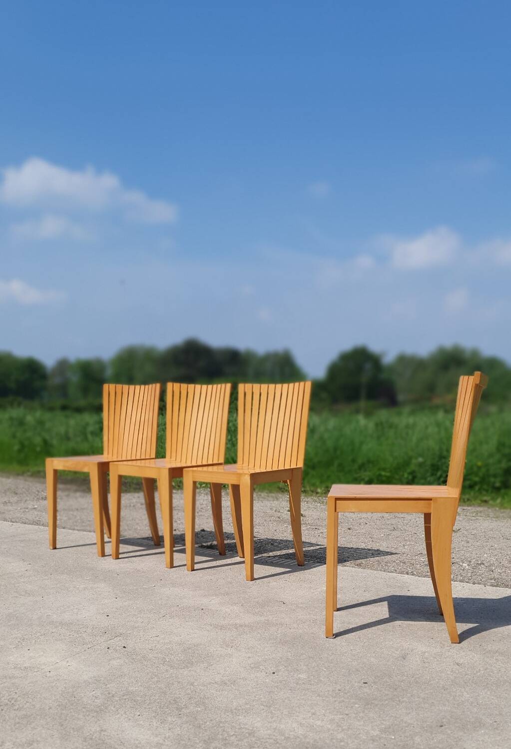 Set 4 - plywood beech dining chair Dutch design postmodern