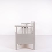 Antique storage bench – grey painted – pine wood – 1860s