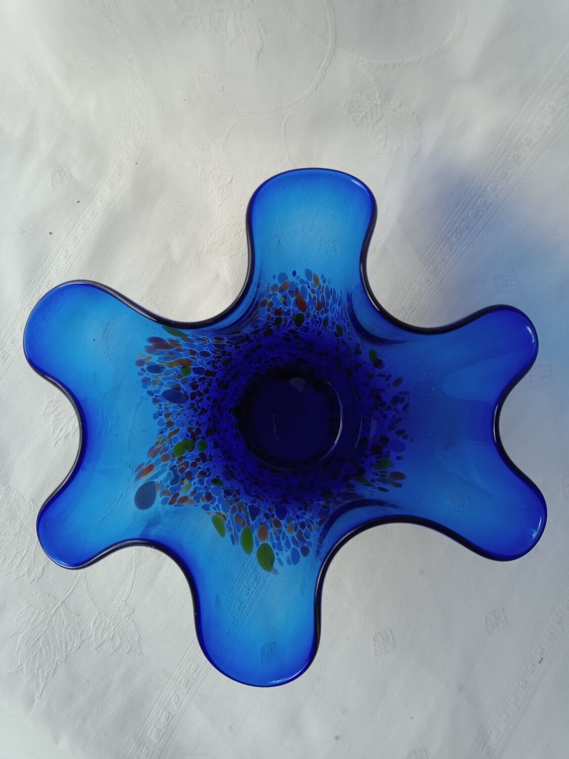 Speckled blue murano vase