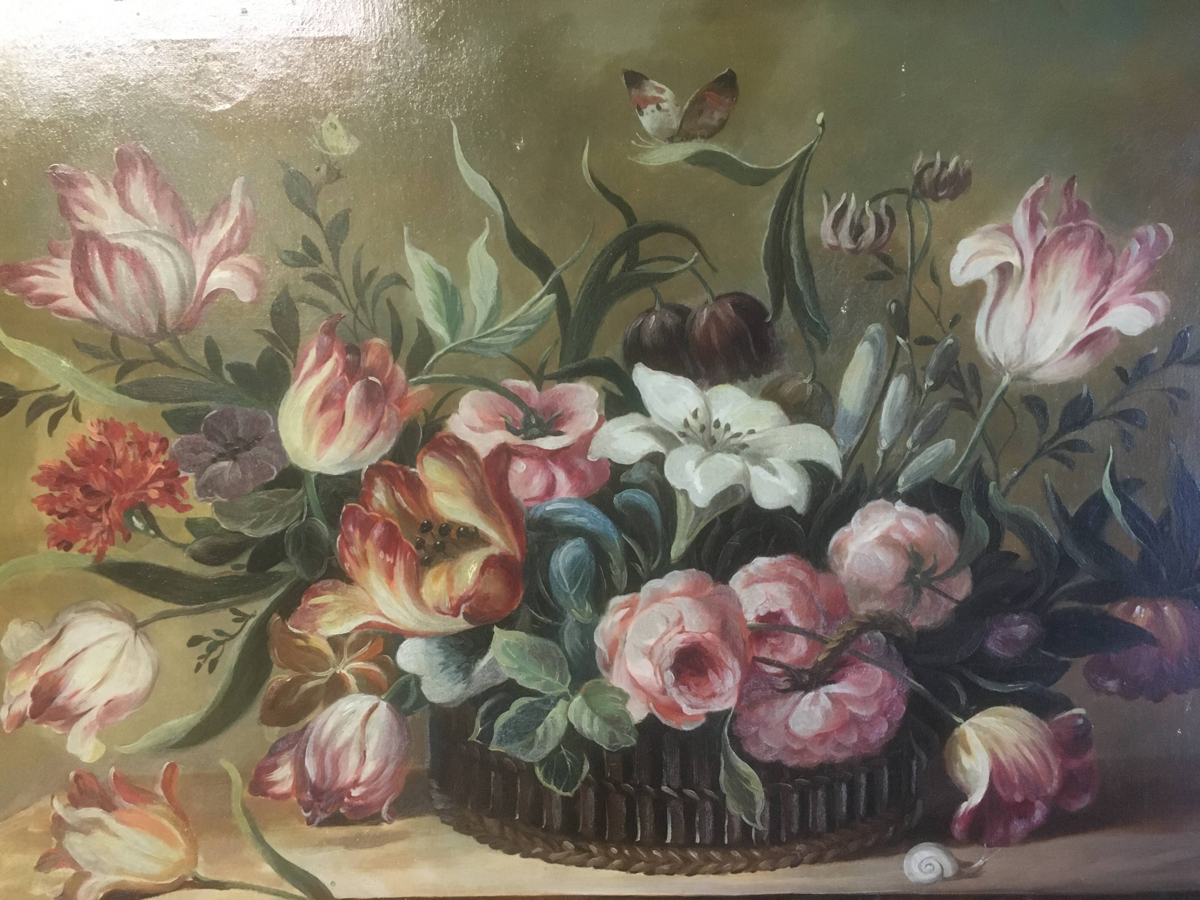 Flower bouquet composition on canvas 91x71.