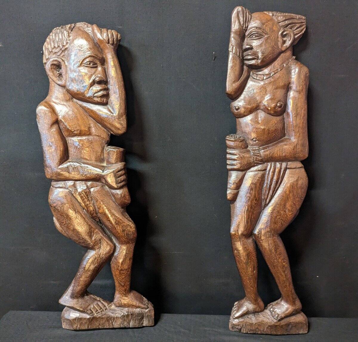Pair of carved wooden panels