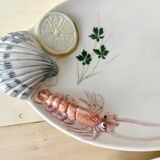 Vintage Italian majolica plates, seafood plates.