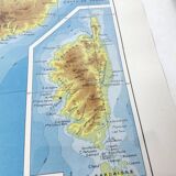 Corsica and southern Mediterranean France vintage map 43x43cm from 1950