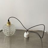 Lot 3 old vintage molded glass hanging lamp