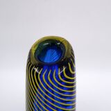 "Twist" blue vase with yellow twist