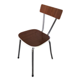 Chaise cuisine en formica imitation bois avec pied chromé années 70 vintage #a034