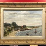 Oil on canvas Kervoyal beach Damgan, Morbihan - H. Delille