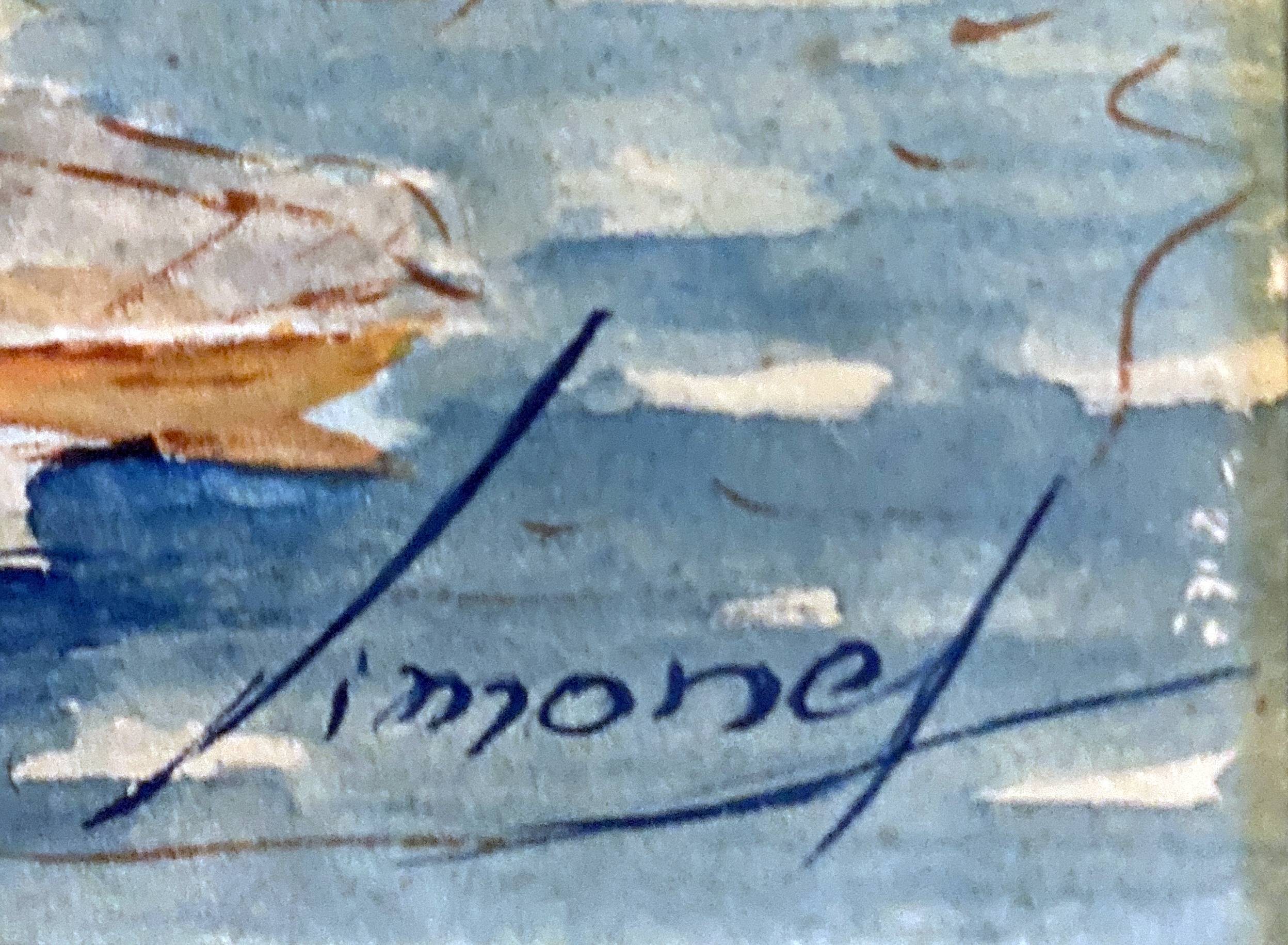 Old watercolor painting "Sailboat sailing" signed Simonet