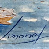 Old watercolor painting "Sailboat sailing" signed Simonet
