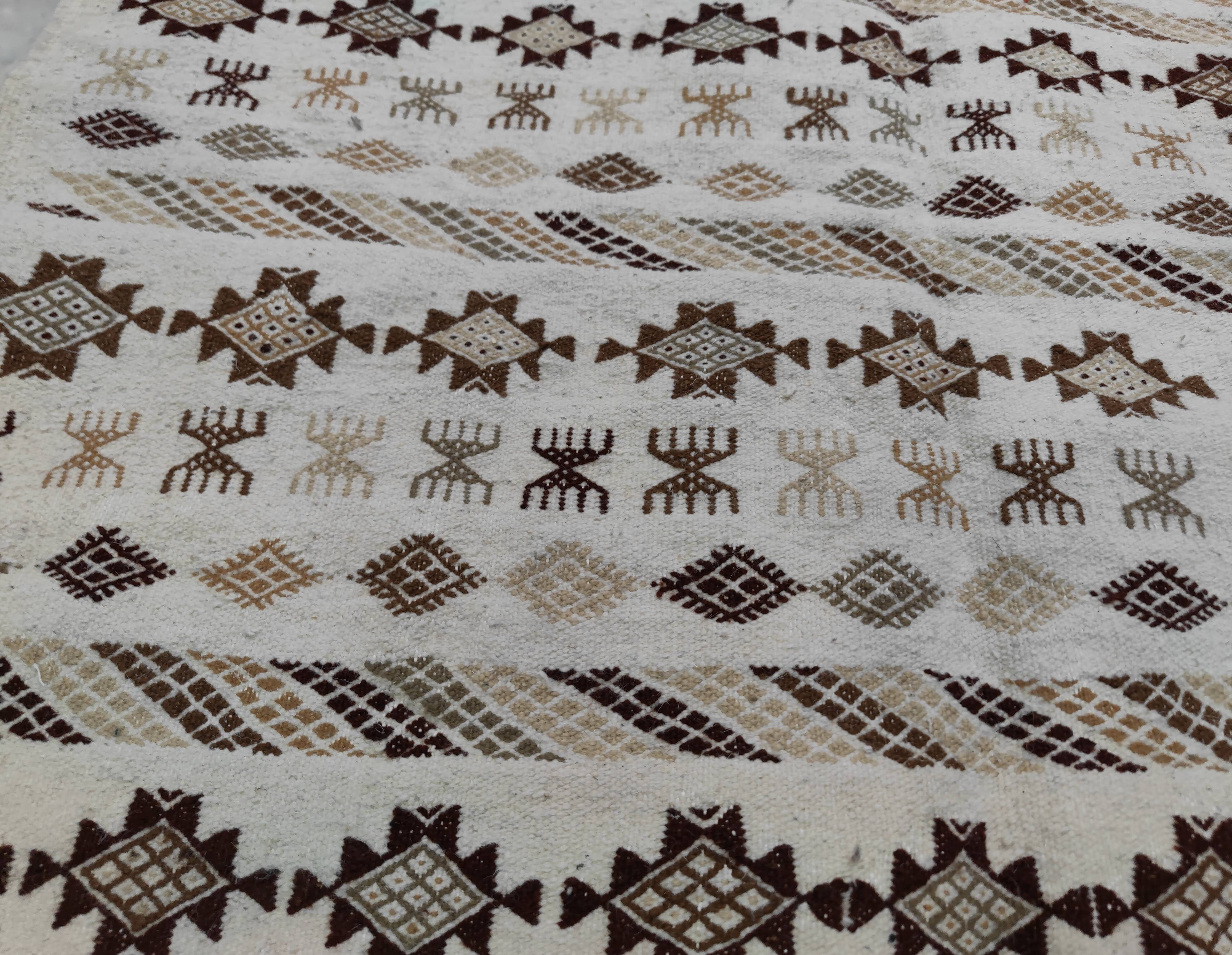 Certified hand-woven Berber patterned rug